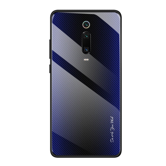 For Xiaomi Redmi K20 / K20 Pro / 9T Texture Gradient Glass Protective Case(Dark Blue) - Xiaomi Cases by buy2fix | Online Shopping UK | buy2fix