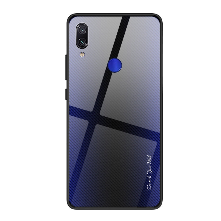 For Xiaomi Redmi Note 7 Texture Gradient Glass Protective Case(Dark Blue) - Xiaomi Cases by buy2fix | Online Shopping UK | buy2fix