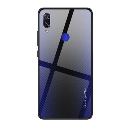 For Xiaomi Redmi Note 7 Texture Gradient Glass Protective Case(Dark Blue) - Xiaomi Cases by buy2fix | Online Shopping UK | buy2fix