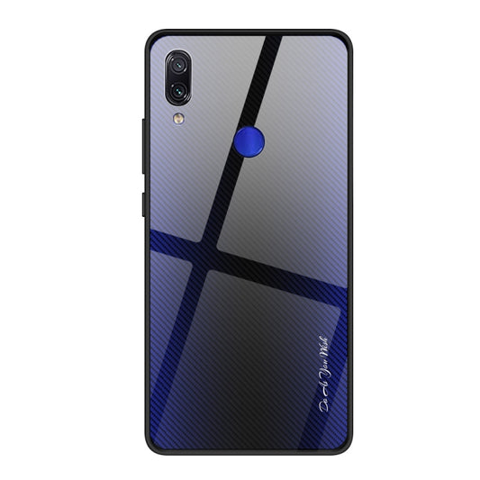 For Xiaomi Redmi Note 7 Texture Gradient Glass Protective Case(Dark Blue) - Xiaomi Cases by buy2fix | Online Shopping UK | buy2fix
