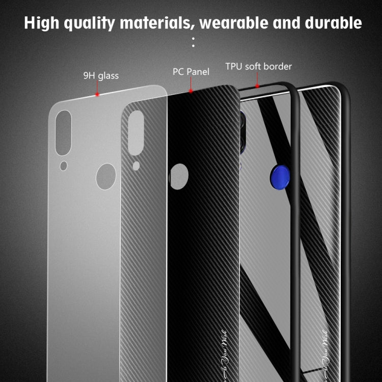 For Xiaomi Redmi Note 7 Texture Gradient Glass Protective Case(Dark Blue) - Xiaomi Cases by buy2fix | Online Shopping UK | buy2fix