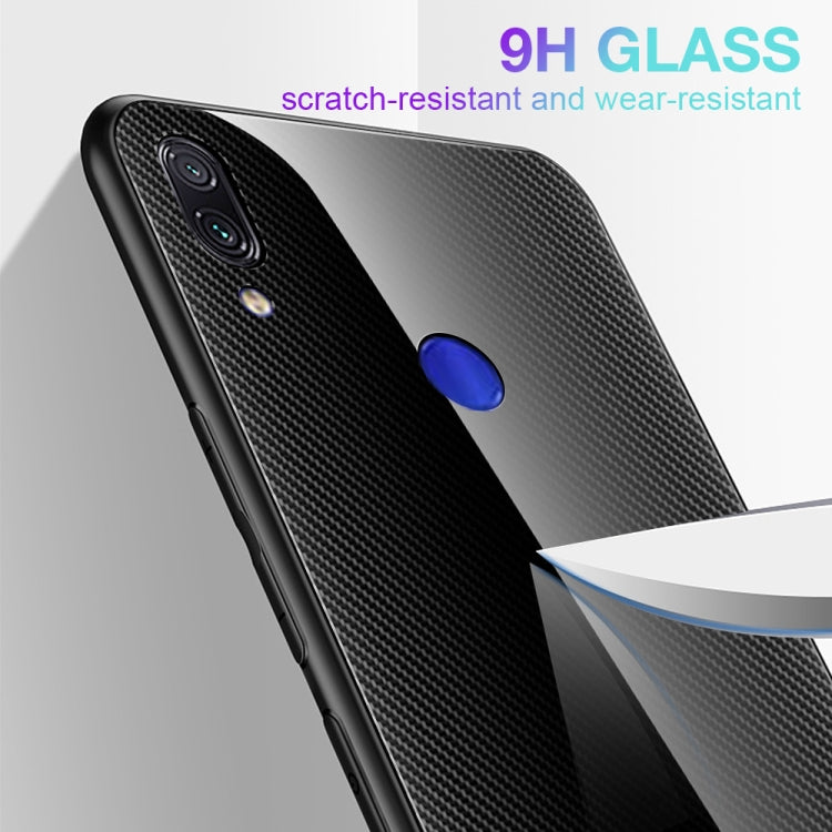 For Xiaomi Redmi Note 7 Texture Gradient Glass Protective Case(Dark Blue) - Xiaomi Cases by buy2fix | Online Shopping UK | buy2fix