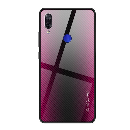 For Xiaomi Redmi Note 7 Texture Gradient Glass Protective Case(Rose Red) - Xiaomi Cases by buy2fix | Online Shopping UK | buy2fix