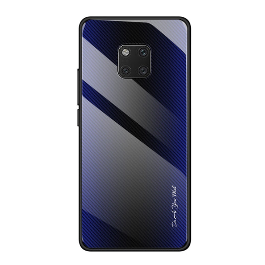 For Huawei Mate 20 Pro  Texture Gradient Glass Protective Case(Dark Blue) - Huawei Cases by buy2fix | Online Shopping UK | buy2fix