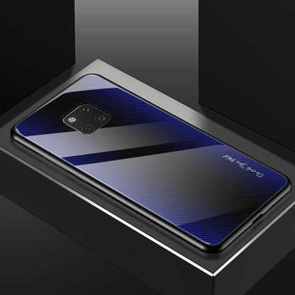 For Huawei Mate 20 Pro  Texture Gradient Glass Protective Case(Dark Blue) - Huawei Cases by buy2fix | Online Shopping UK | buy2fix