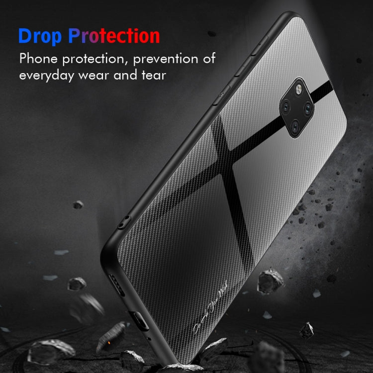 For Huawei Mate 20 Pro  Texture Gradient Glass Protective Case(Dark Blue) - Huawei Cases by buy2fix | Online Shopping UK | buy2fix