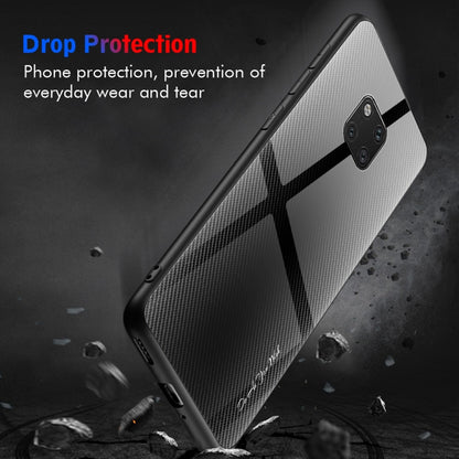 For Huawei Mate 20 Pro  Texture Gradient Glass Protective Case(Dark Blue) - Huawei Cases by buy2fix | Online Shopping UK | buy2fix