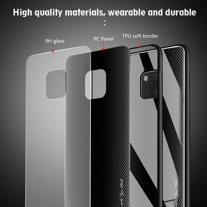 For Huawei Mate 20 Pro  Texture Gradient Glass Protective Case(Dark Blue) - Huawei Cases by buy2fix | Online Shopping UK | buy2fix