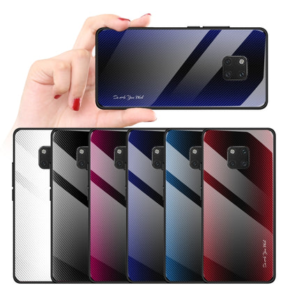 For Huawei Mate 20 Pro  Texture Gradient Glass Protective Case(Dark Blue) - Huawei Cases by buy2fix | Online Shopping UK | buy2fix