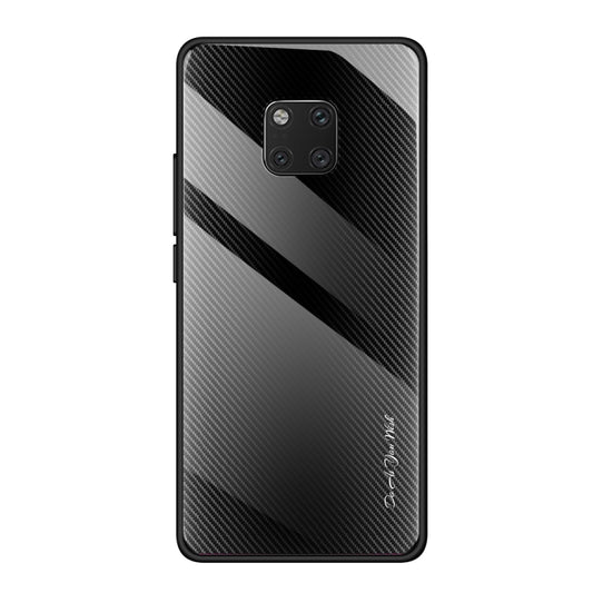 For Huawei Mate 20 Pro  Texture Gradient Glass Protective Case(Black) - Huawei Cases by buy2fix | Online Shopping UK | buy2fix