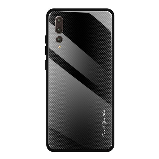 For Huawei P20 Pro Texture Gradient Glass Protective Case(Black) - Huawei Cases by buy2fix | Online Shopping UK | buy2fix