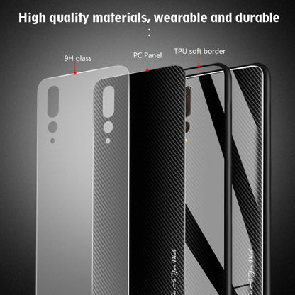 For Huawei P20 Pro Texture Gradient Glass Protective Case(Black) - Huawei Cases by buy2fix | Online Shopping UK | buy2fix