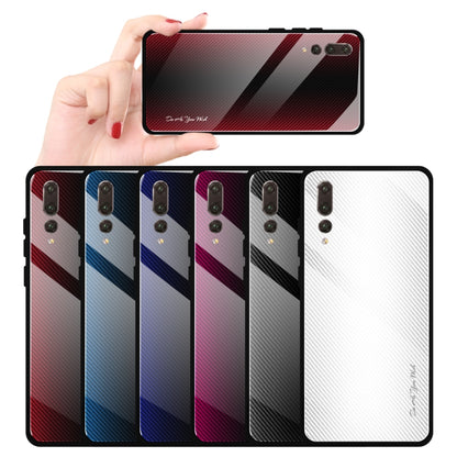 For Huawei P20 Pro Texture Gradient Glass Protective Case(Black) - Huawei Cases by buy2fix | Online Shopping UK | buy2fix