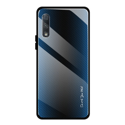 For Huawei Honor 9x Texture Gradient Glass Protective Case(Blue) - Honor Cases by buy2fix | Online Shopping UK | buy2fix