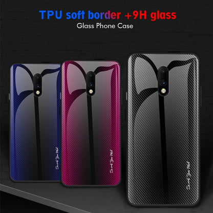 For OnePlus 7 Texture Gradient Glass Protective Case(Rose Red) by buy2fix