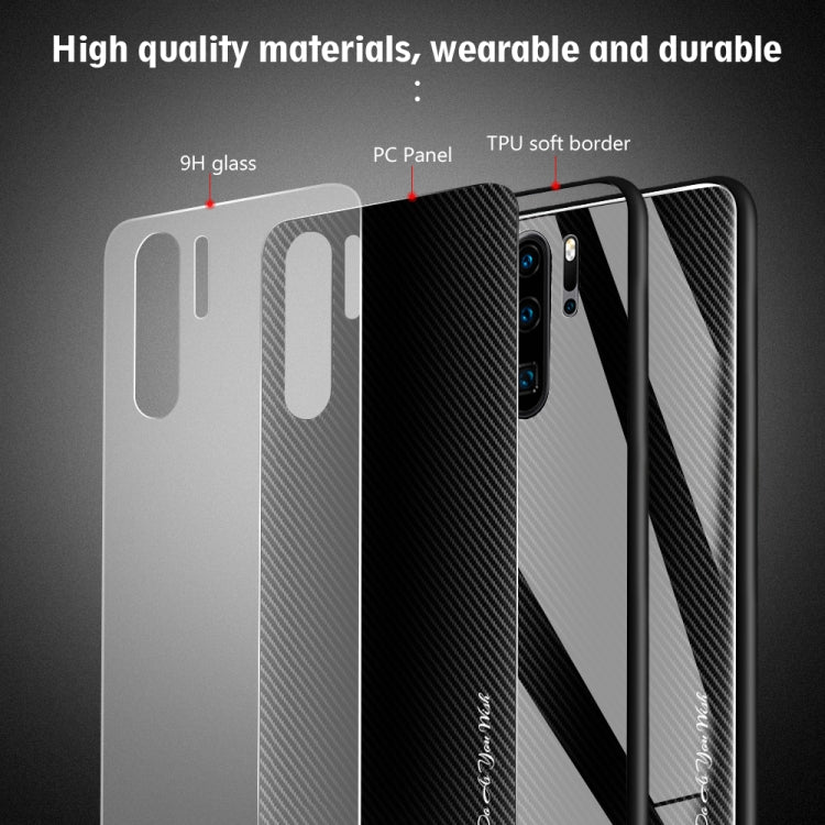 For Huawei P30 Pro Texture Gradient Glass Protective Case(Red) - Huawei Cases by buy2fix | Online Shopping UK | buy2fix