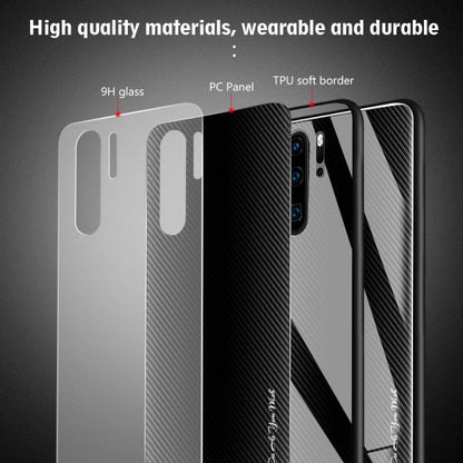 For Huawei P30 Pro Texture Gradient Glass Protective Case(Red) - Huawei Cases by buy2fix | Online Shopping UK | buy2fix