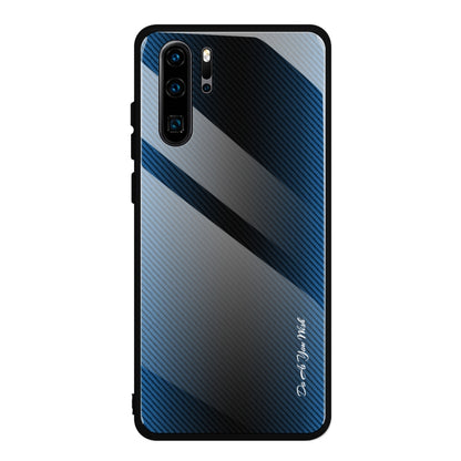 For Huawei P30 Pro Texture Gradient Glass Protective Case(Blue) - Huawei Cases by buy2fix | Online Shopping UK | buy2fix
