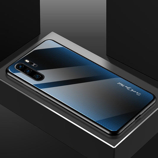 For Huawei P30 Pro Texture Gradient Glass Protective Case(Blue) - Huawei Cases by buy2fix | Online Shopping UK | buy2fix
