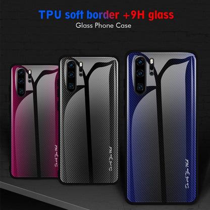 For Huawei P30 Pro Texture Gradient Glass Protective Case(Blue) - Huawei Cases by buy2fix | Online Shopping UK | buy2fix
