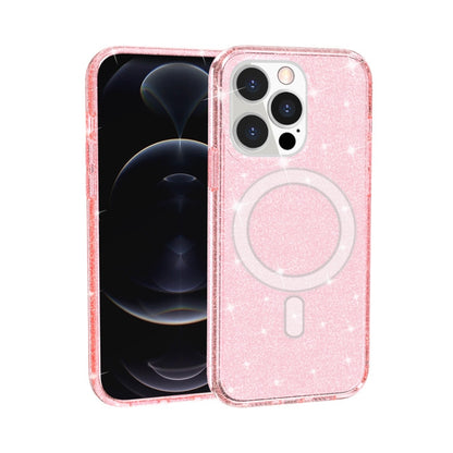 For iPhone 13 Pro Terminator Style Glitter Powder MagSafe Magnetic Phone Case (Pink) - iPhone 13 Pro Cases by buy2fix | Online Shopping UK | buy2fix