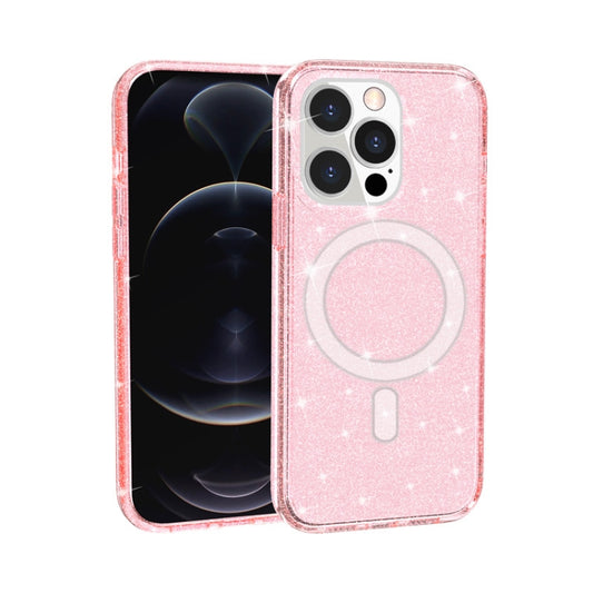 For iPhone 13 Pro Terminator Style Glitter Powder MagSafe Magnetic Phone Case (Pink) - iPhone 13 Pro Cases by buy2fix | Online Shopping UK | buy2fix