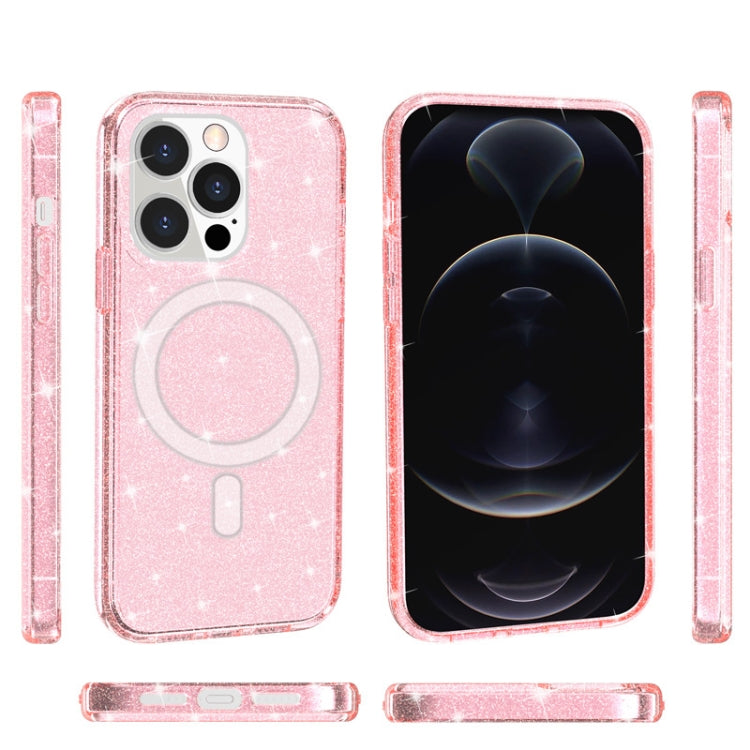 For iPhone 13 Pro Terminator Style Glitter Powder MagSafe Magnetic Phone Case (Pink) - iPhone 13 Pro Cases by buy2fix | Online Shopping UK | buy2fix
