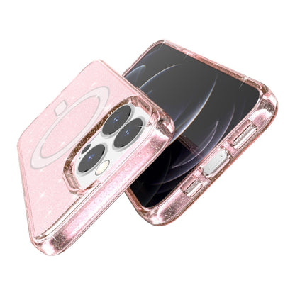 For iPhone 13 Pro Terminator Style Glitter Powder MagSafe Magnetic Phone Case (Pink) - iPhone 13 Pro Cases by buy2fix | Online Shopping UK | buy2fix