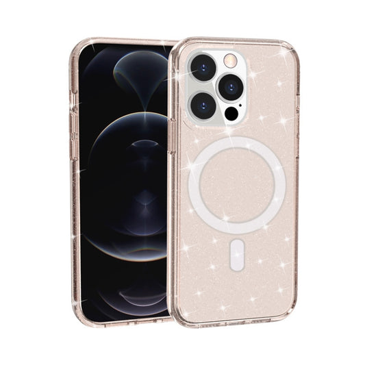 For iPhone 13 Pro Terminator Style Glitter Powder MagSafe Magnetic Phone Case (Gold) - iPhone 13 Pro Cases by buy2fix | Online Shopping UK | buy2fix