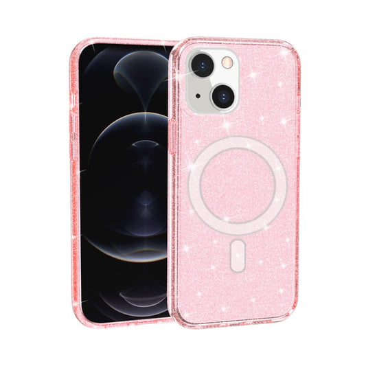 For iPhone 13 Terminator Style Glitter Powder MagSafe Magnetic Phone Case(Pink) - iPhone 13 Cases by buy2fix | Online Shopping UK | buy2fix