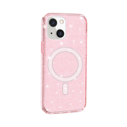For iPhone 13 Terminator Style Glitter Powder MagSafe Magnetic Phone Case(Pink) - iPhone 13 Cases by buy2fix | Online Shopping UK | buy2fix