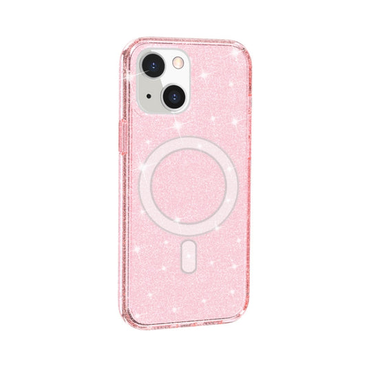 For iPhone 13 Terminator Style Glitter Powder MagSafe Magnetic Phone Case(Pink) - iPhone 13 Cases by buy2fix | Online Shopping UK | buy2fix