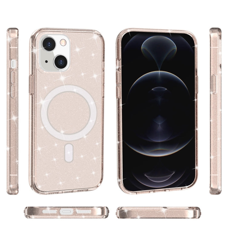For iPhone 13 Terminator Style Glitter Powder MagSafe Magnetic Phone Case(Gold) - iPhone 13 Cases by buy2fix | Online Shopping UK | buy2fix