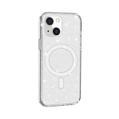For iPhone 13 Terminator Style Glitter Powder MagSafe Magnetic Phone Case(White) - iPhone 13 Cases by buy2fix | Online Shopping UK | buy2fix