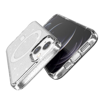 For iPhone 13 Terminator Style Glitter Powder MagSafe Magnetic Phone Case(White) - iPhone 13 Cases by buy2fix | Online Shopping UK | buy2fix
