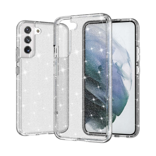 For Samsung Galaxy S22 5G Shockproof Terminator Style Glitter Powder Protective Phone Case(White) - Galaxy S22 5G Cases by buy2fix | Online Shopping UK | buy2fix