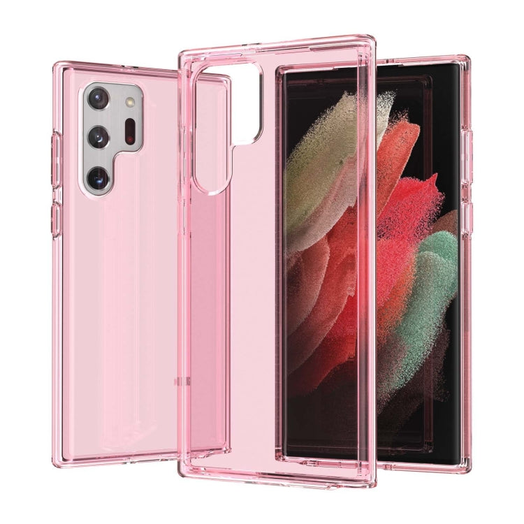 For Samsung Galaxy S22 Ultra 5G Shockproof Terminator Style Transparent Protective Phone Case(Pink) - Galaxy S22 Ultra 5G Cases by buy2fix | Online Shopping UK | buy2fix