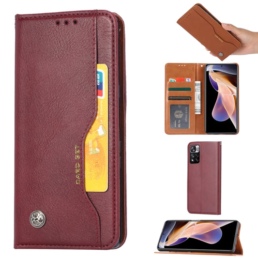 For Xiaomi Redmi Note 11 5G Domestic Version / Note 11 Pro+ Knead Skin Texture Leather Phone Case(Wine Red) - Xiaomi Cases by buy2fix | Online Shopping UK | buy2fix