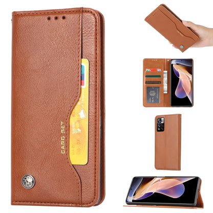 For Xiaomi Redmi Note 11 5G Domestic Version / Poco M4 Pro Knead Skin Texture Leather Phone Case(Brown) - Xiaomi Cases by buy2fix | Online Shopping UK | buy2fix