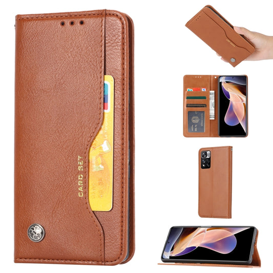 For Xiaomi Redmi Note 11 5G Domestic Version / Poco M4 Pro Knead Skin Texture Leather Phone Case(Brown) - Xiaomi Cases by buy2fix | Online Shopping UK | buy2fix