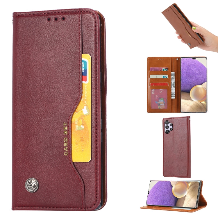 For Samsung Galaxy A33 5G Knead Skin Texture Leather Phone Case(Wine Red) by buy2fix