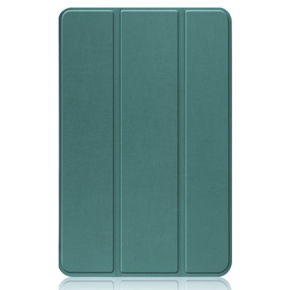 For Nokia T20 Three-folding Holder Custer Texture Leather Tablet Case(Dark Green) - Nokia by buy2fix | Online Shopping UK | buy2fix