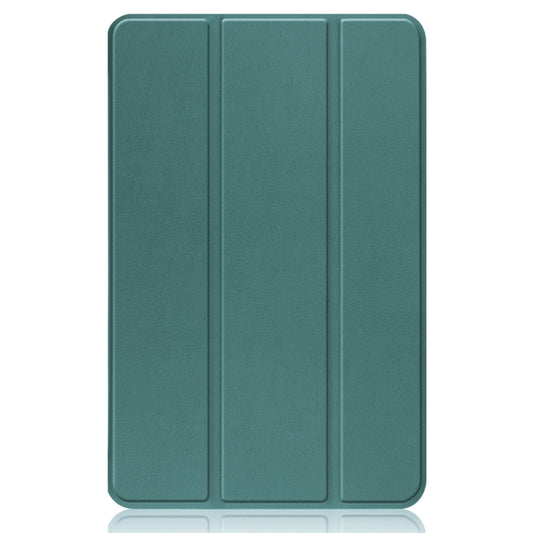 For Nokia T20 Three-folding Holder Custer Texture Leather Tablet Case(Dark Green) - Nokia by buy2fix | Online Shopping UK | buy2fix