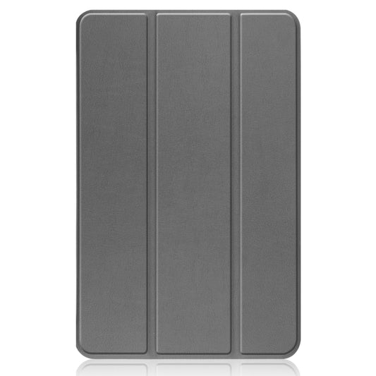 For Nokia T20 Three-folding Holder Custer Texture Leather Tablet Case(Grey) - Nokia by buy2fix | Online Shopping UK | buy2fix