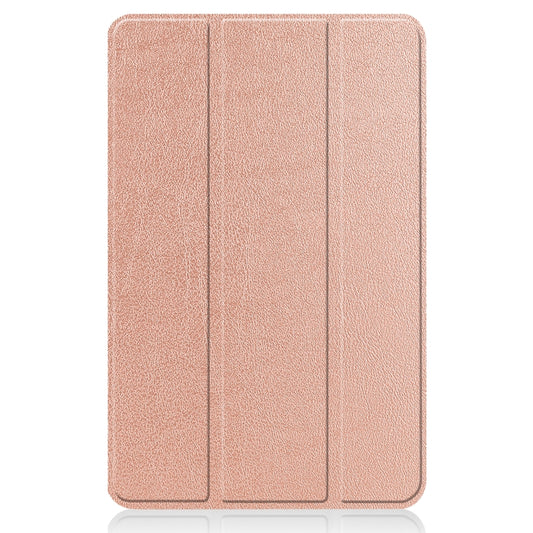 For Nokia T20 Three-folding Holder Custer Texture Leather Tablet Case(Rose Gold) - Nokia by buy2fix | Online Shopping UK | buy2fix