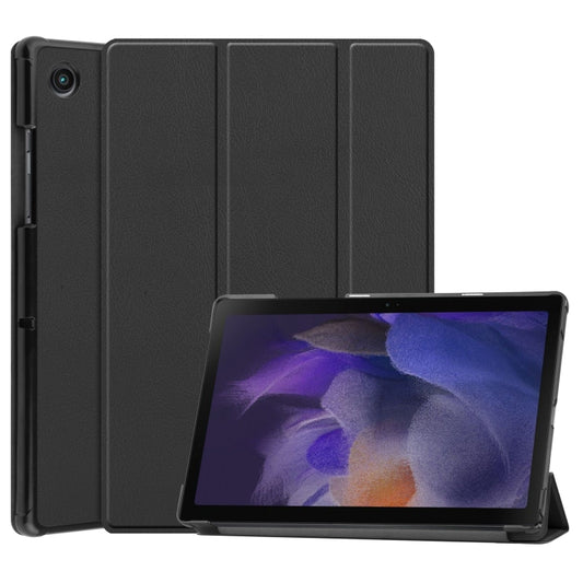 For Samsung Galaxy Tab A8 2021 Three-folding Holder Custer Texture Leather Tablet Case(Black) - Other Galaxy Tab PC by buy2fix | Online Shopping UK | buy2fix