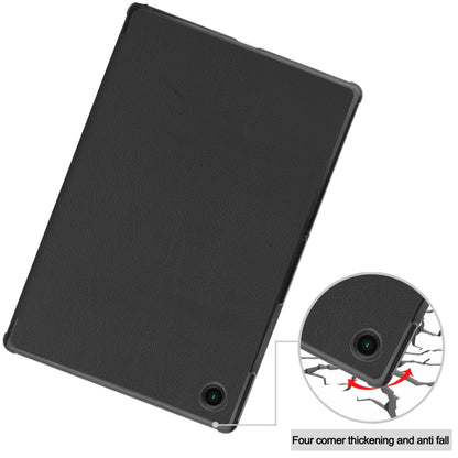 For Samsung Galaxy Tab A8 2021 Three-folding Holder Custer Texture Leather Tablet Case(Black) - Other Galaxy Tab PC by buy2fix | Online Shopping UK | buy2fix