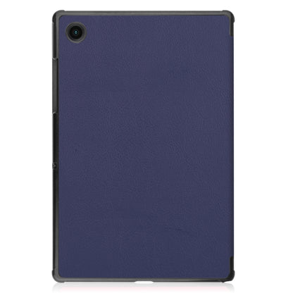 For Samsung Galaxy Tab A8 2021 Three-folding Holder Custer Texture Leather Tablet Case(Dark Blue) - Other Galaxy Tab PC by buy2fix | Online Shopping UK | buy2fix