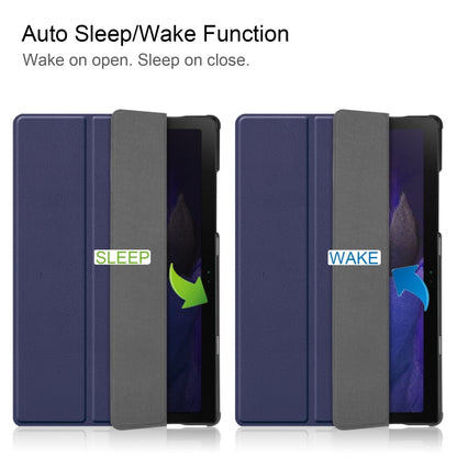 For Samsung Galaxy Tab A8 2021 Three-folding Holder Custer Texture Leather Tablet Case(Dark Blue) - Other Galaxy Tab PC by buy2fix | Online Shopping UK | buy2fix