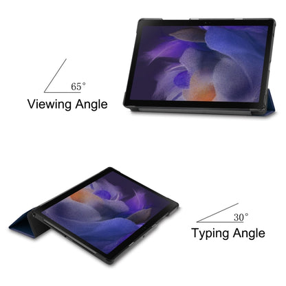 For Samsung Galaxy Tab A8 2021 Three-folding Holder Custer Texture Leather Tablet Case(Dark Blue) - Other Galaxy Tab PC by buy2fix | Online Shopping UK | buy2fix